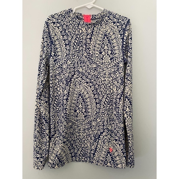 Crewcuts Other - Crewcuts Girls Rash Guard Shirt with UPF 50, Blue/White Paisley Size 12